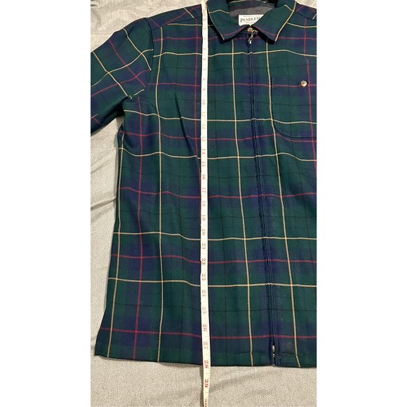 Vintage Pendleton 100% Virgin Wool Tatar Jacket Full Zip Green Yellow Red M - Picture 11 of 12